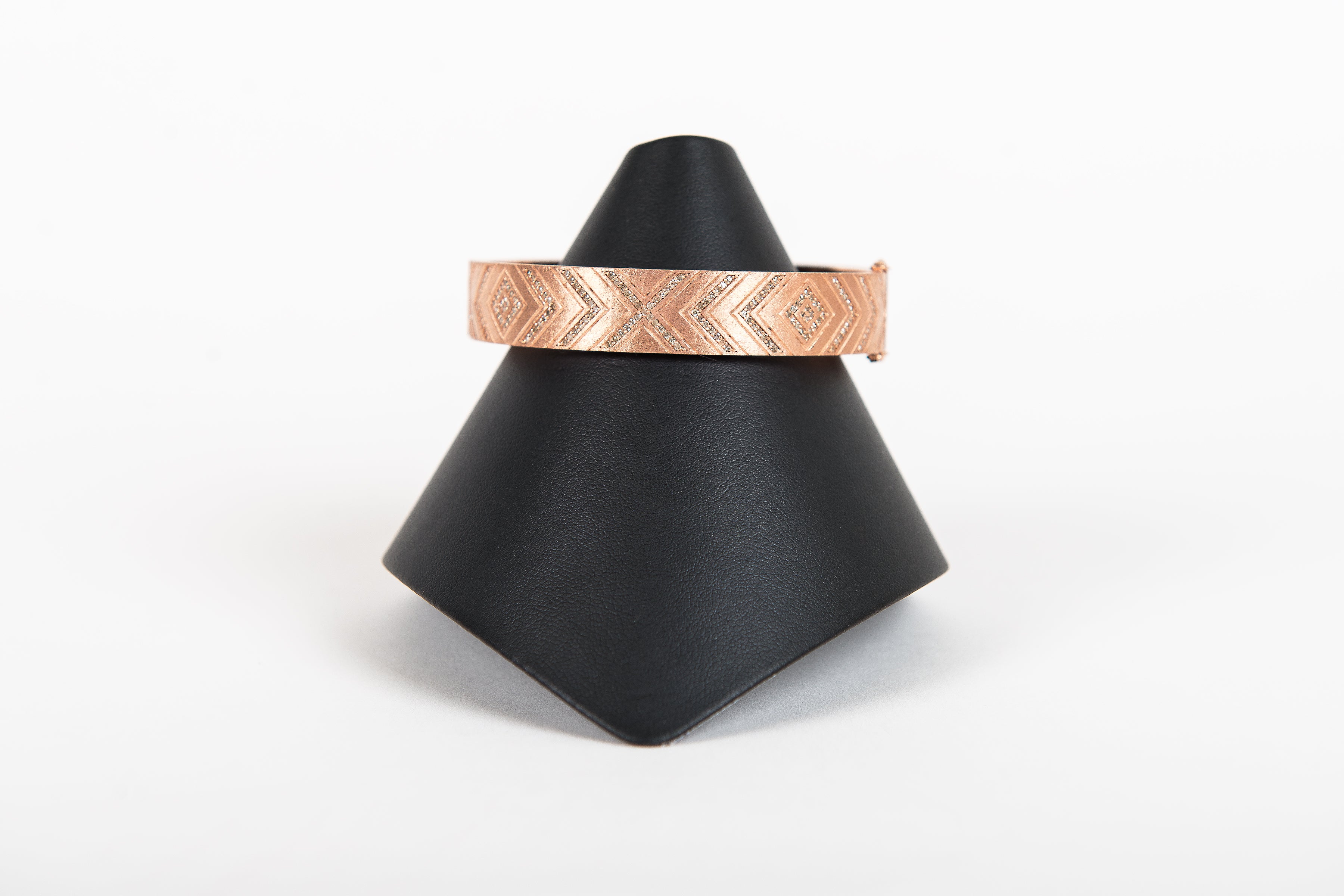 Pave Diamond Brushed Rose Gold Bangle Bracelet