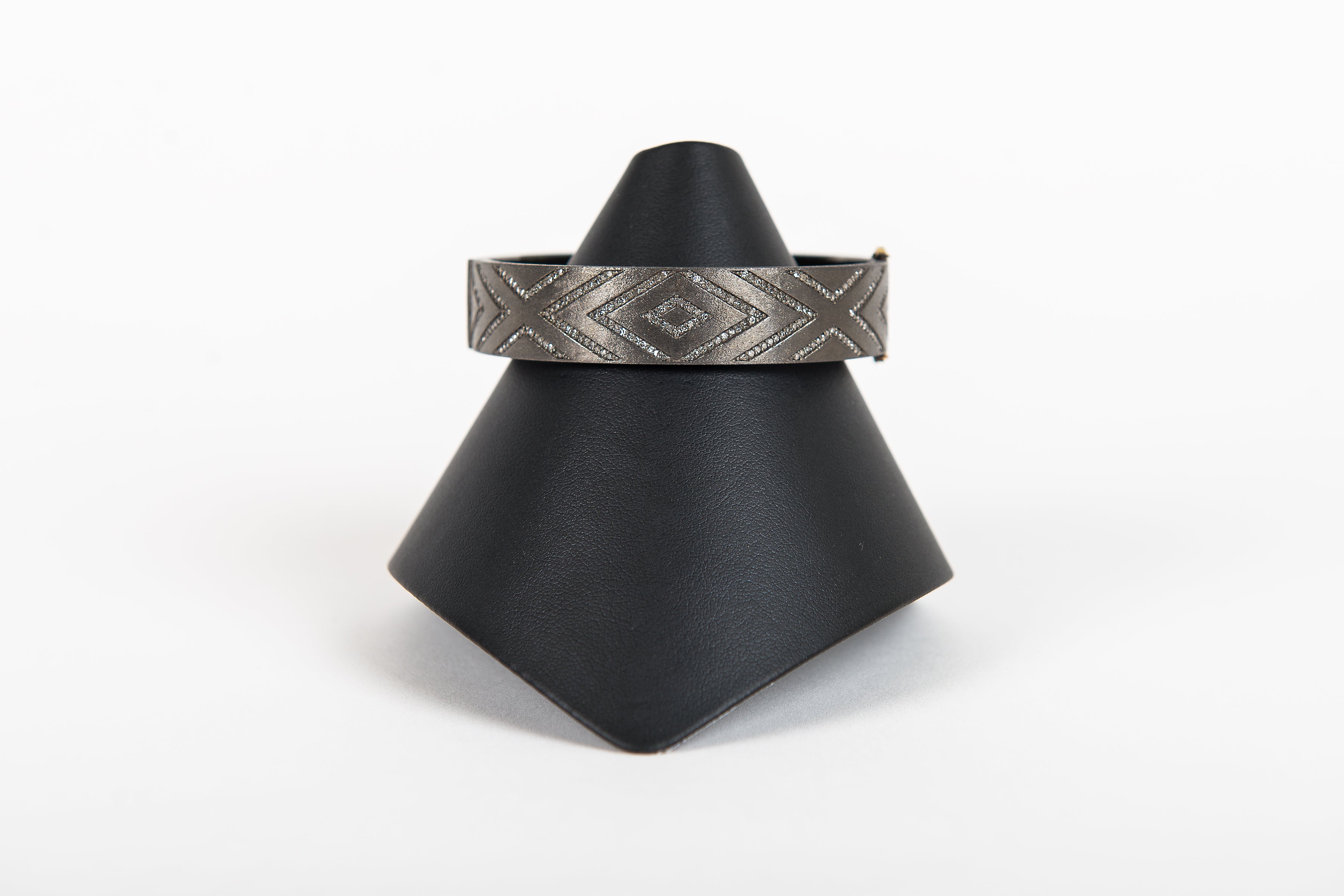 Pave Diamond Gunmetal Bangle Bracelet