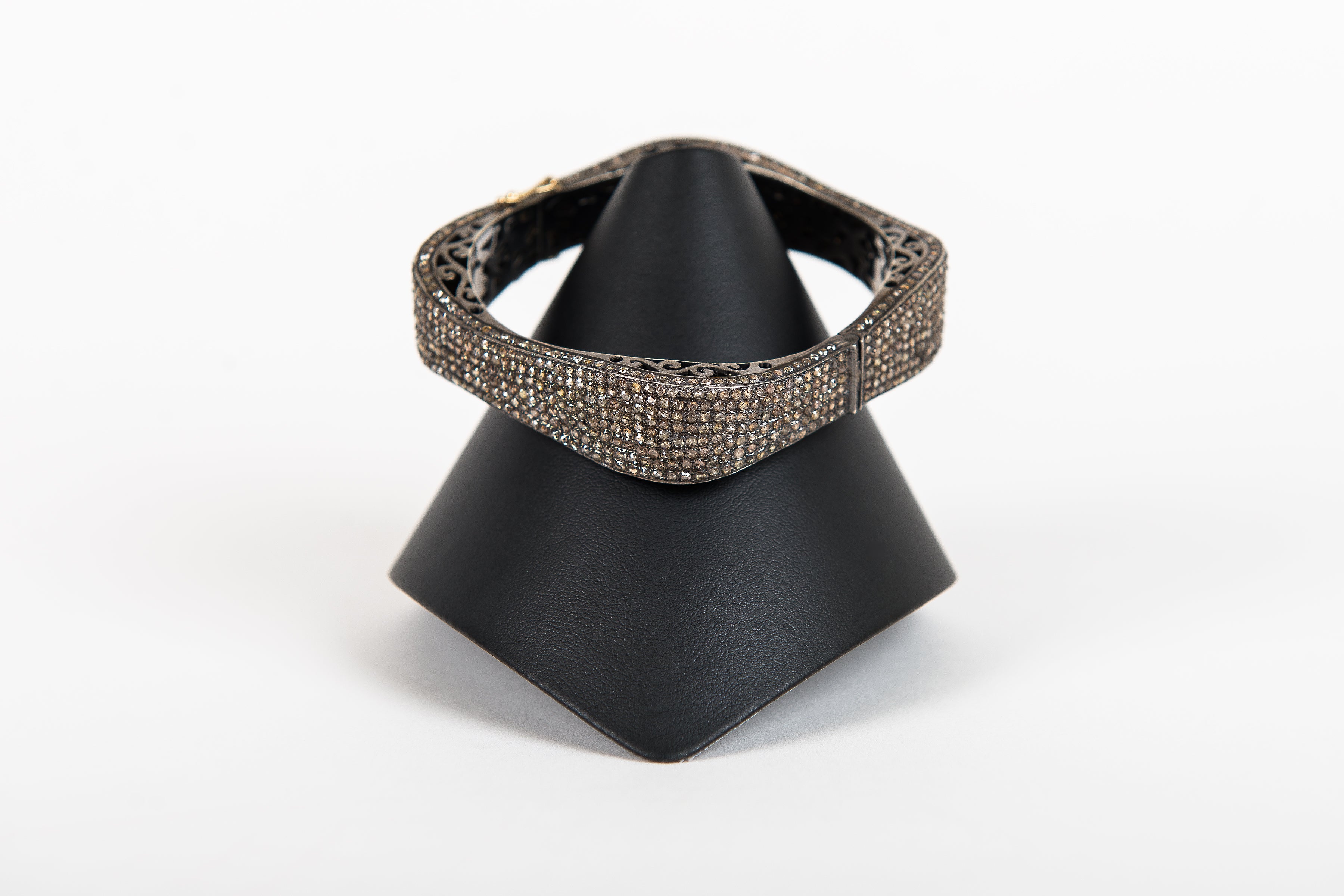 Pave Diamond Gunmetal Bangle Bracelet