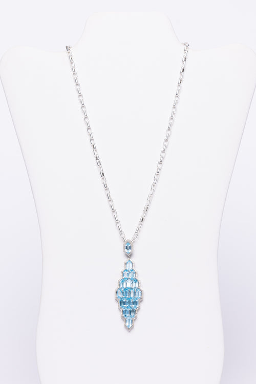Blue Topaz, Diamond Necklace