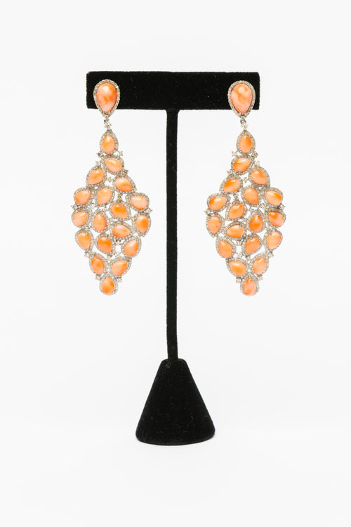 Coral and Diamond Earrings