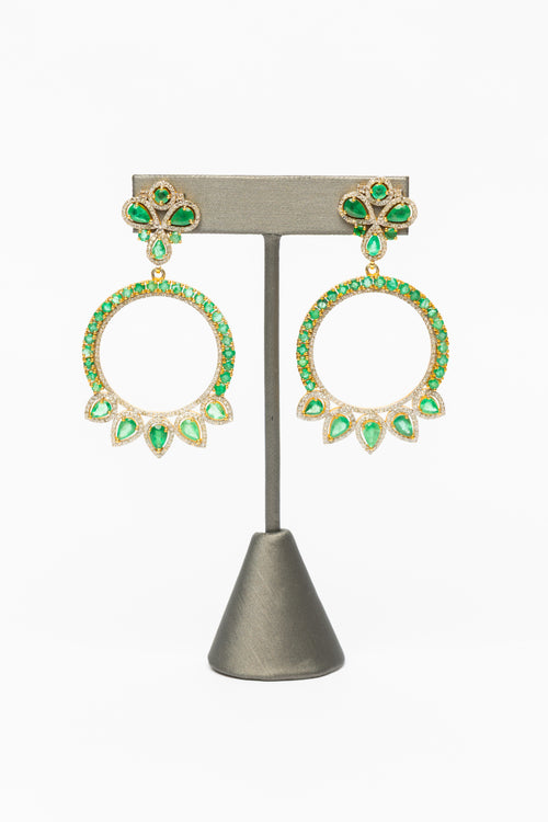 Emerald, Diamond, Vermeil Earrings