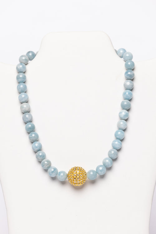 Aquamarine, Rock Crystal, Vermeil Necklace