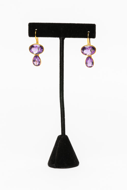 Amethyst, Vermeil Earrings