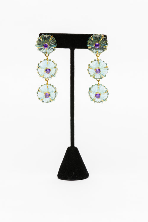 Aqua quartz and Amethyst Earrings