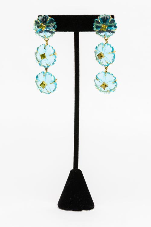 Blue quartz and peridot earrings