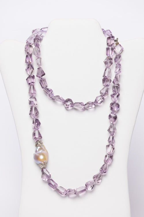 Amethyst Baroque Pearl Necklace