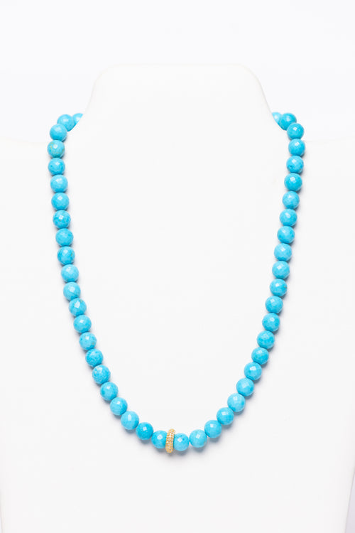 Turquoise,  White Topaz Necklace