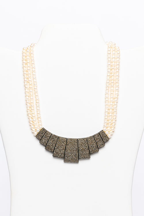 Pearl and Diamond Statement Piece Necklace