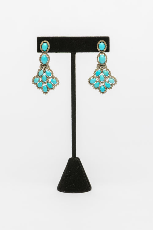 Turquoise And Diamond Earrings