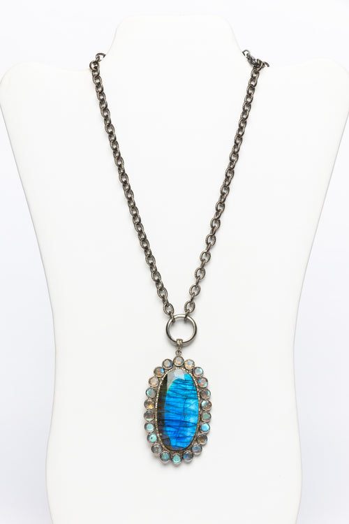 Labradorite and Diamond Pendant