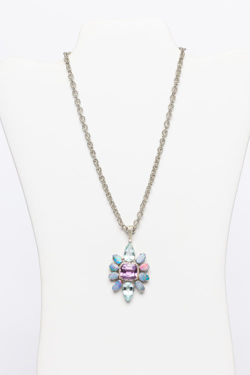 Opal, Diamond, Morganite Necklace