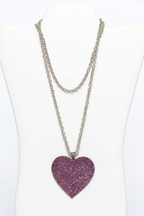 Pave Ruby Heart Necklace
