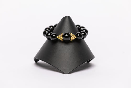 Black Onyx and Gold Stretch Bracelet