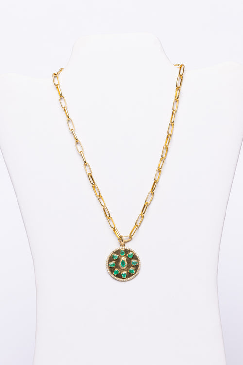 Emerald, Diamond, Vermeil Necklace