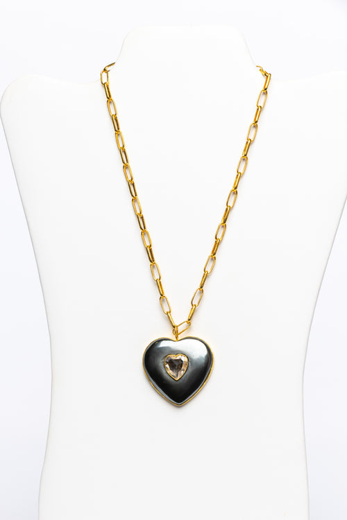 Hematite, Rock Crystal , Vermeil Necklace
