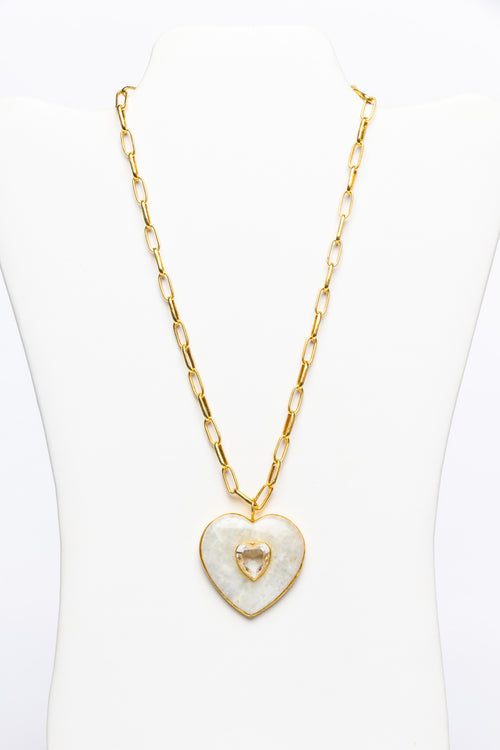 Moonstone, Rock Crystal, Vermeil Necklace