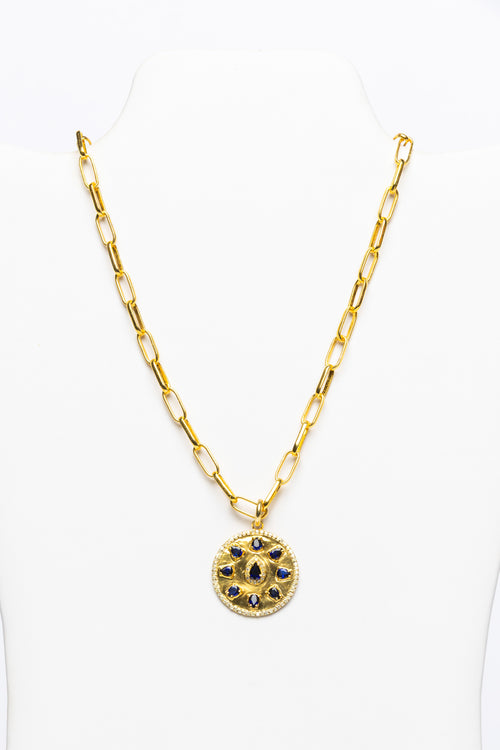 Sapphire , Diamond, Vermeil Necklace