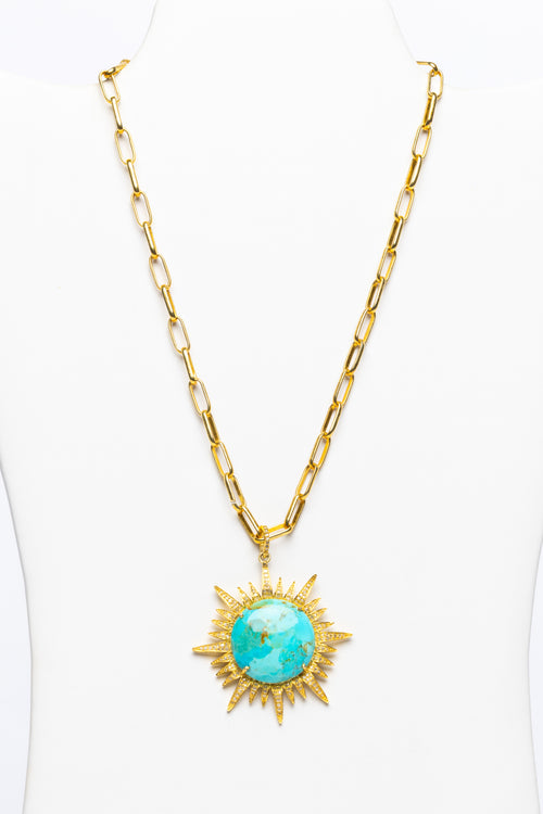 Turquoise, Vermeil, Diamond Necklace