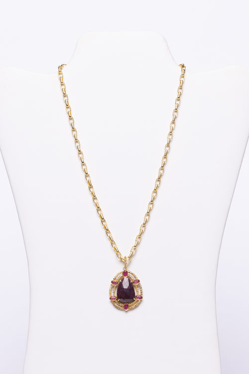 Sapphire, Ruby, Diamond Vermeil Necklace