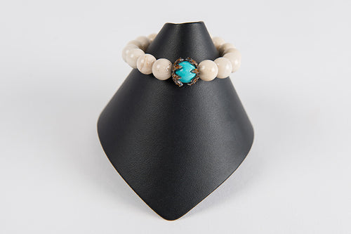 Natural agate with Sapphire caps and turquoise