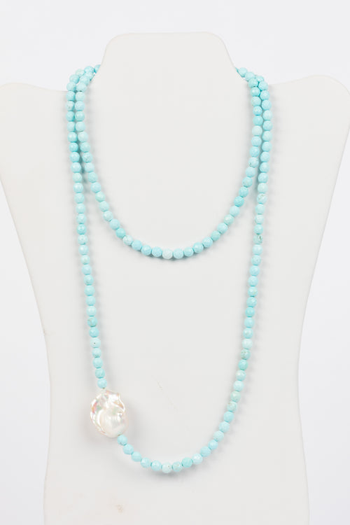 Turquoise,  Baroque Pearl Necklace