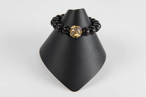 Black wood with white topaz and vermeil bead