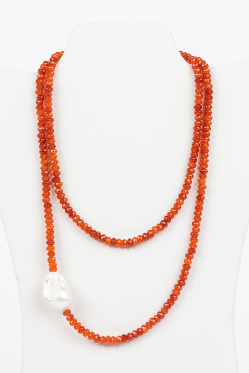 Carnelian and Baroque Pearl Necklace