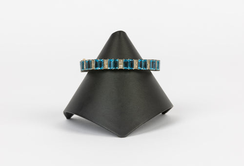 Diamond, Blue Topaz Bangle Bracelet
