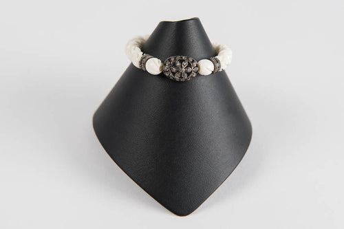 Bone with pave diamond beads