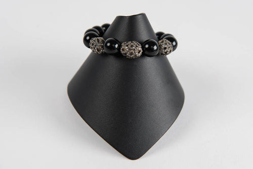 Black onyx with pave diamond beads