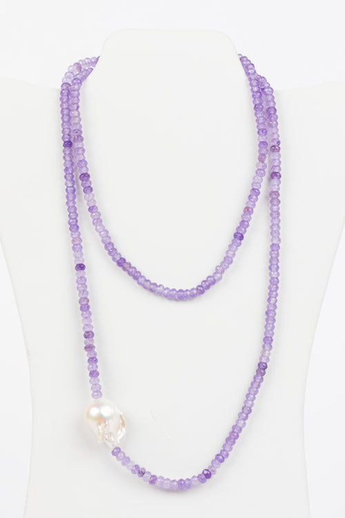 Amethyst and Baroque Pearl Necklace