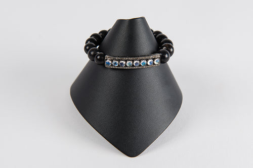 Black bone with moonstone and diamond bead