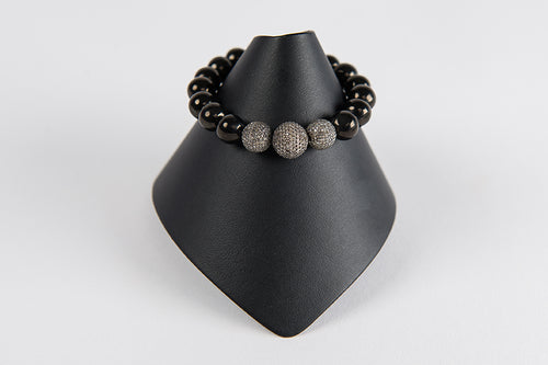 Black onyx with pave diamond beads