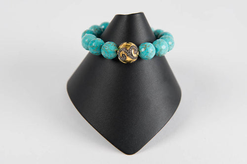 Faceted turquoise with white topaz and vermeil bead