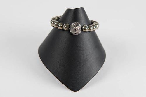 Pyrite and pave diamond bead