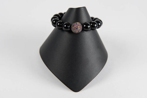 Black onyx with multi sapphire bead