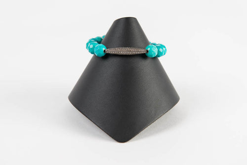 Faceted turquoise with pave diamond bar