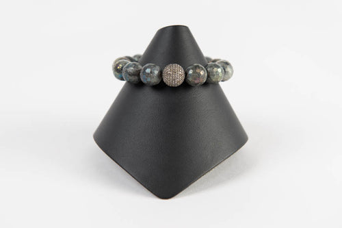 Mystic labradorite with pave diamond bead
