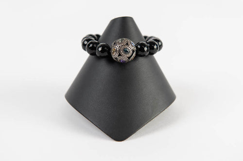 Pave diamond with multi-gem and black onyx