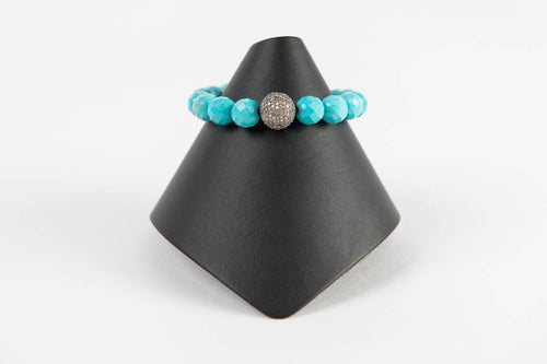 Faceted turquoise with pave diamond bead