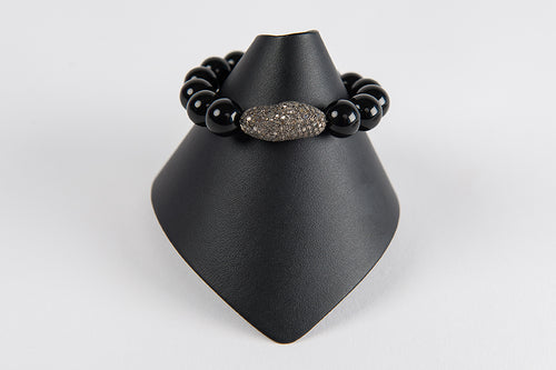 Black onyx with pave diamond bead