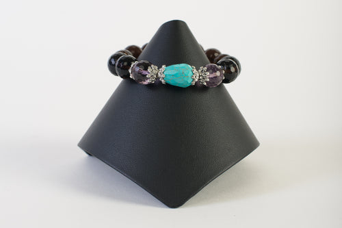 Smoky Quartz with Amethyst and Turquoise