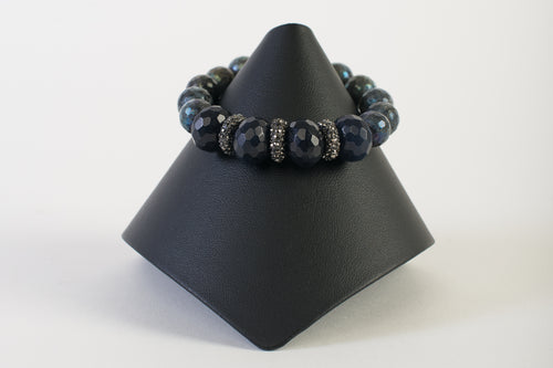 Hematite Rondelles with Labradorite and Sapphire Agate