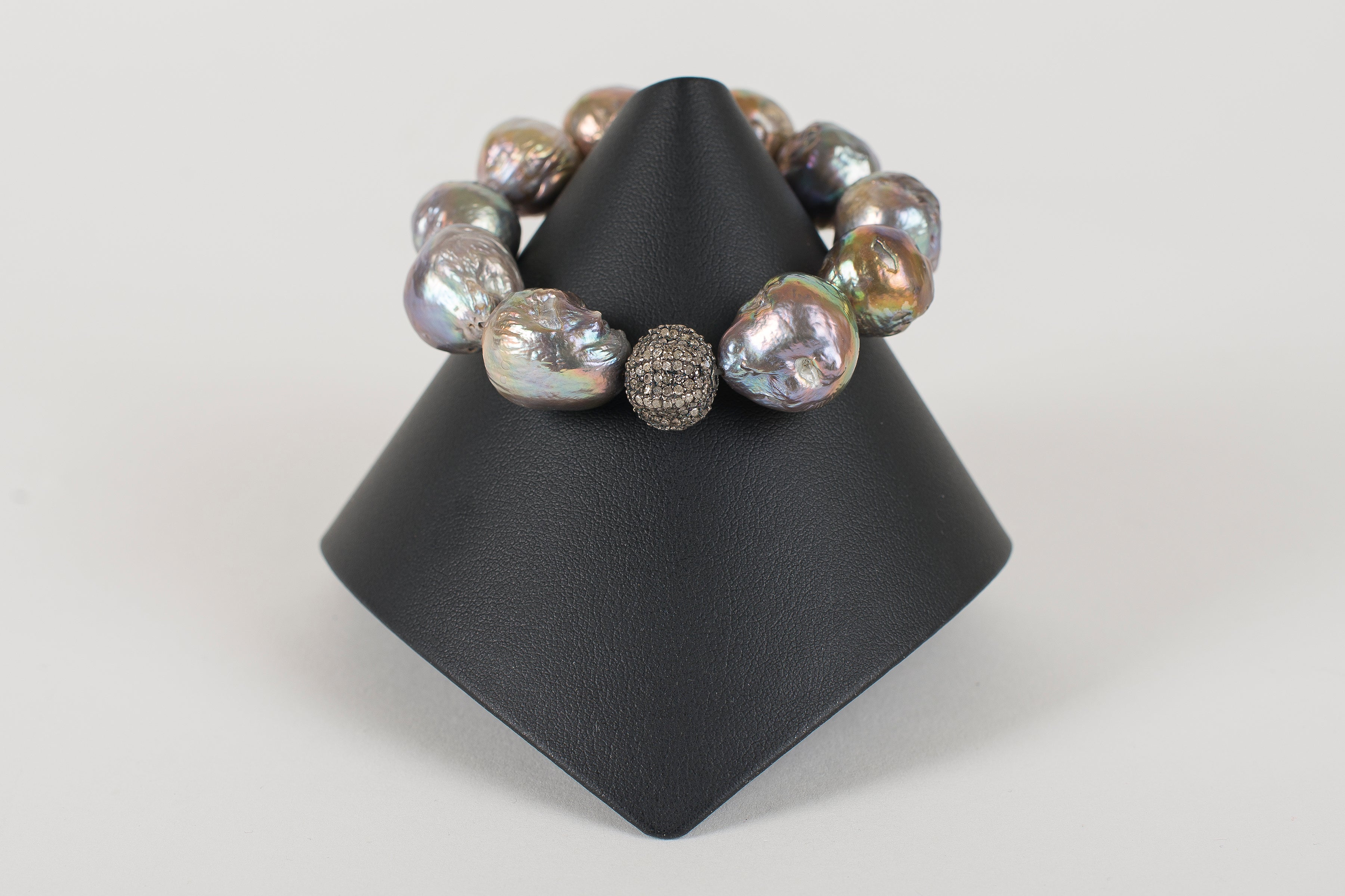Baroque Pearl and Pave Diamond Bead