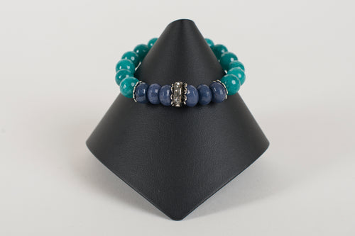 Teal Jade and Sapphire Agate with Gunmetal Crystal