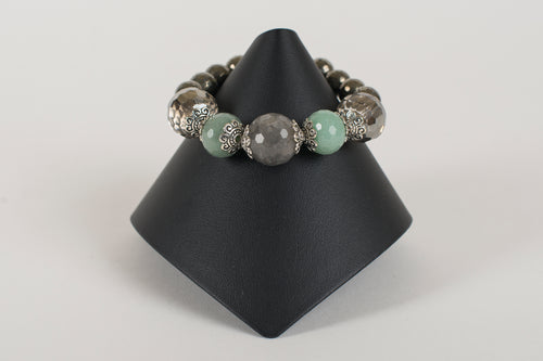 Labradorite and Amazionite on Pyrite Beads