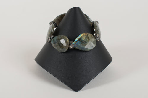 Labradorite and Hematite Rondelles