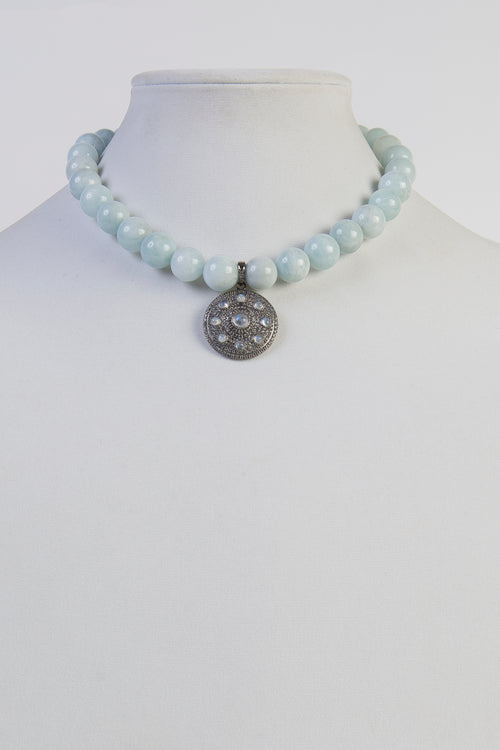 Aquamarine and moonstone necklace