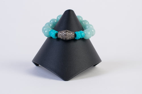 Pave Diamond and amazionite and turquoise bracelet.